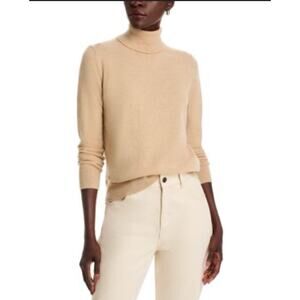 C By Bloomingdale 100% Cashmere Turtleneck Sweater Beige Tan L